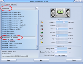 MorphOS System settings Music Unit.png